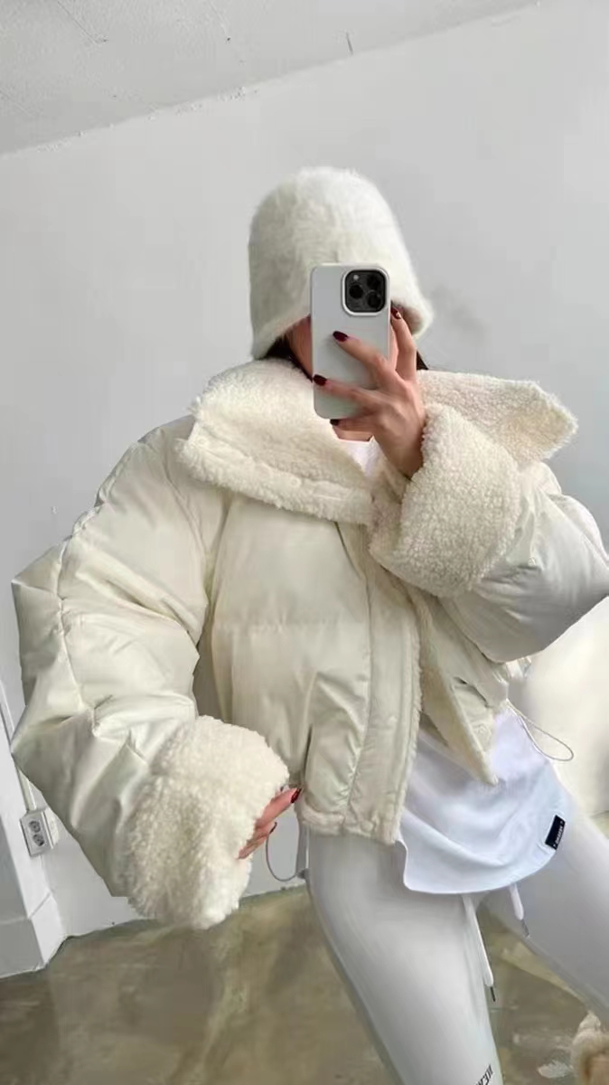Jacket cotton winter loose baseball uniform thickened Harajuku style bf lamb wool jacket