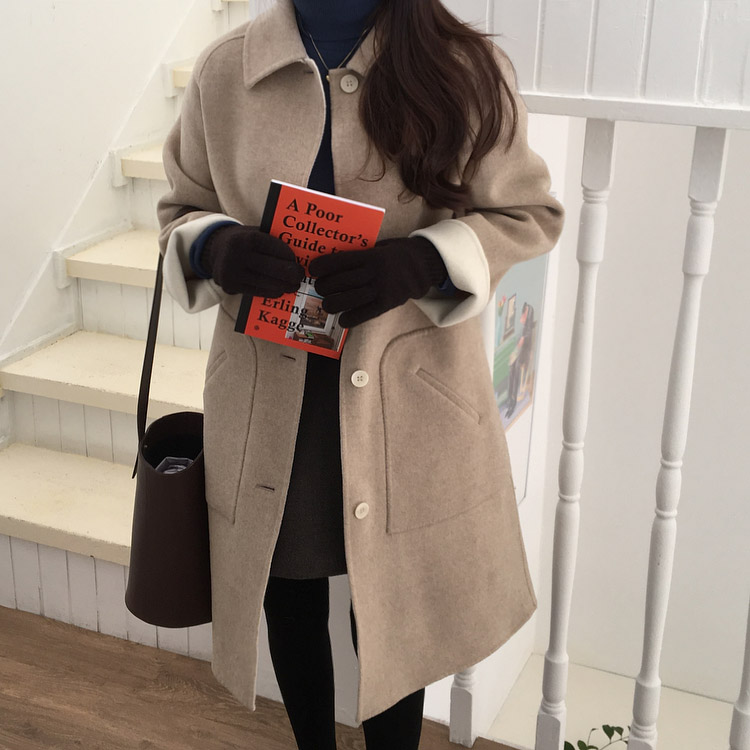 韓國chic秋冬復古氣質小個子毛呢外套女