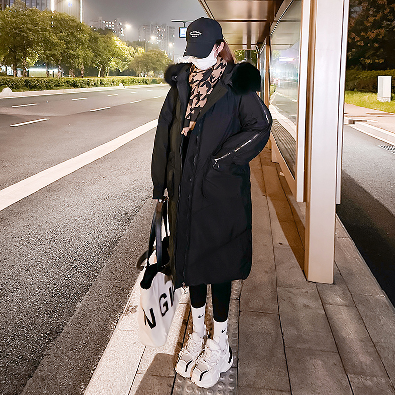 實拍棉服女外套韓版中長款大碼港風ins寬鬆學生長款收腰羽絨服
