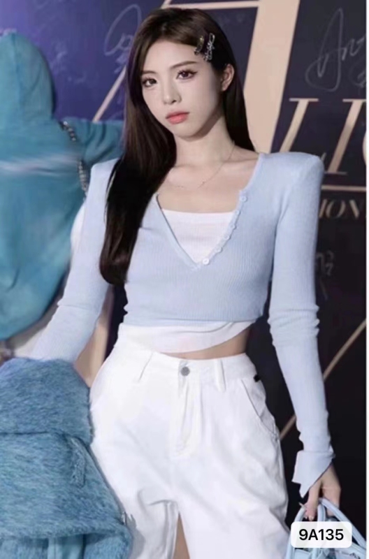 秋季新款韓版潮流拼色假兩件設計顯瘦長袖上衣女