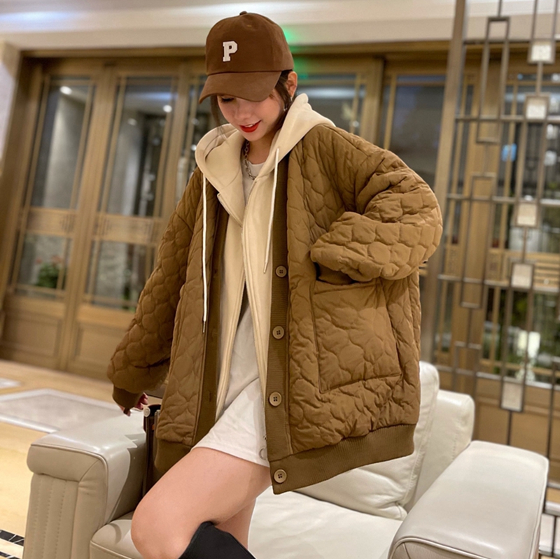 Dongdaemun rhombus cotton coat, women's coat, cotton jacket, loose Korean style winter coat, thick