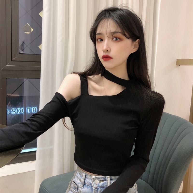 實拍  雙面德絨 秋裝保暖磨毛長袖T恤女小眾打底衫