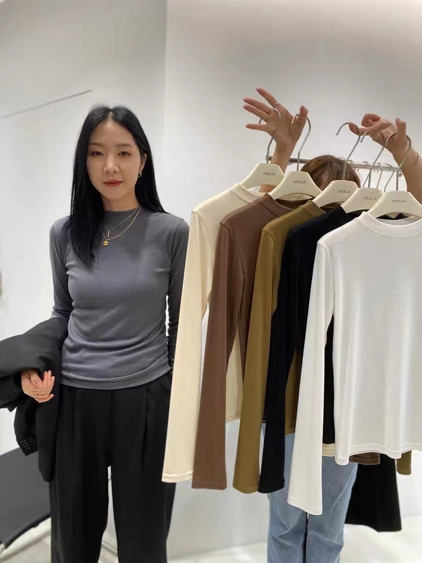 加厚磨毛半高領打底衫widelia十三行老闆娘秋冬新長袖T恤女