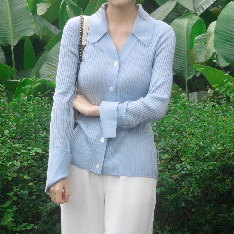 甜美別致溫柔薄款顯瘦修身針織衫開衫上衣女裝2023秋新款外套