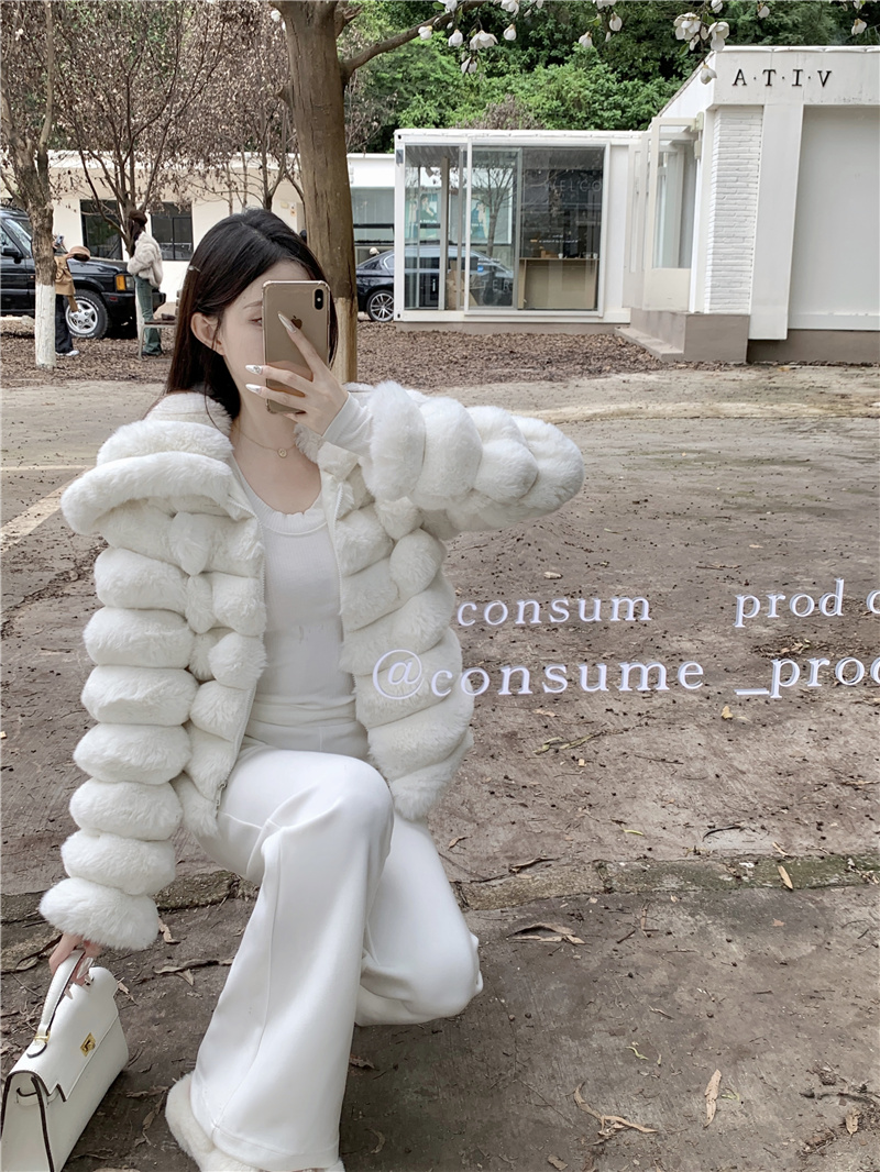 Actual shot ~ 2023 winter new high-end fashionable fur imitation rex rabbit fur lapel fur coat short style