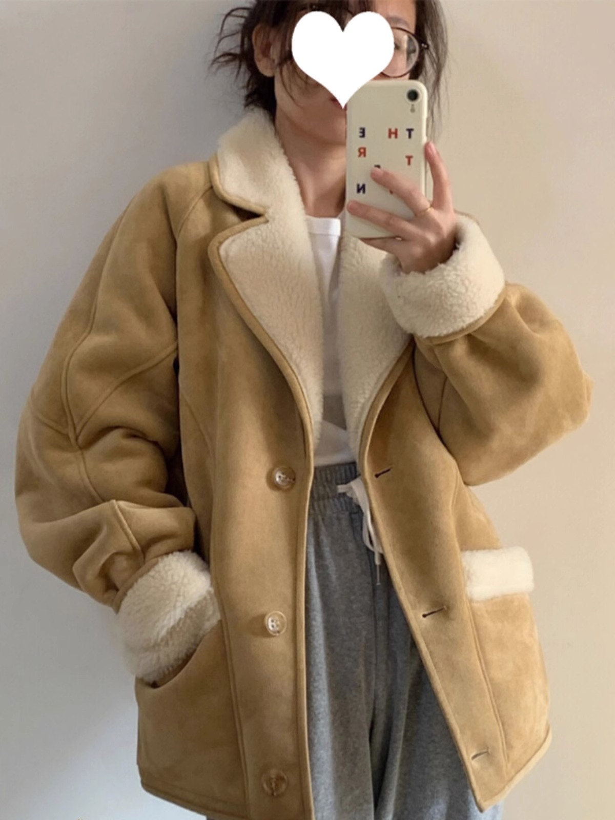 韓國棉服秋冬2023新款寬鬆韓版休閒圓領外套女麂皮絨皮毛一體潮