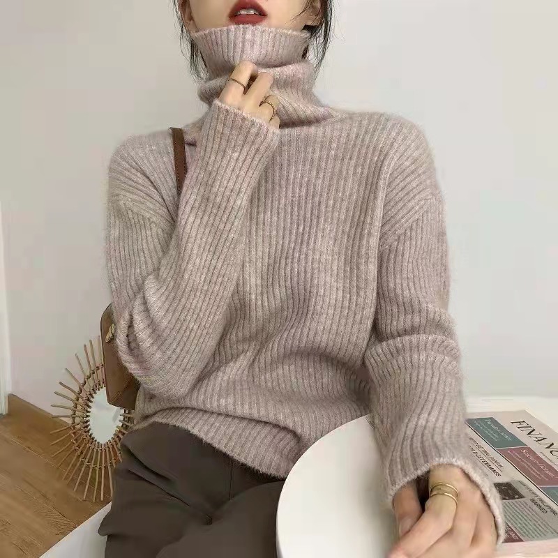 寬鬆慵懶風簡約打底毛衣女秋冬日系復古2023年新款內搭針織衫上衣