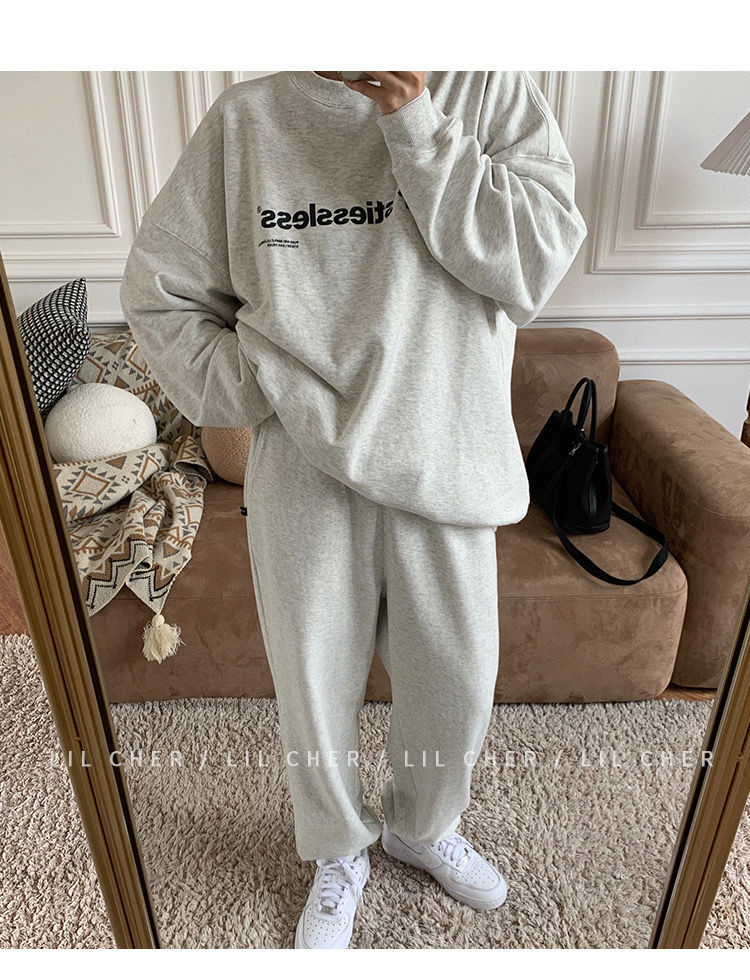 Casual sports style suit for women in autumn and winter new fashion round neck American style complete set of long-sleeved sweatshirts and pants