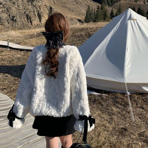 Xiaoxiangfeng imitation rabbit fur autumn and winter new lamb fur short coat with thick cotton, versatile, slimming and temperament for women