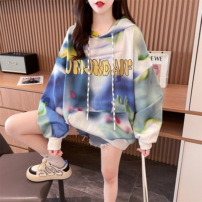 實拍 寬鬆休閒卡通連帽衛衣女新款秋季百搭設計感春秋薄款外套