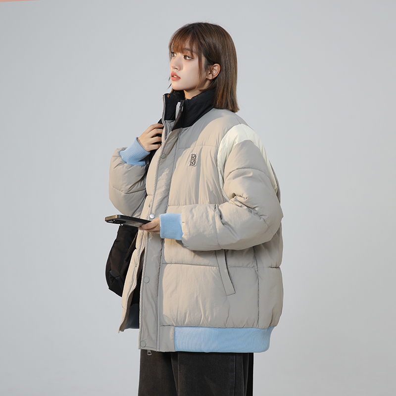 實拍韓系2023冬新款羽絨棉服女寬鬆學生短款麵包服棉衣外套潮