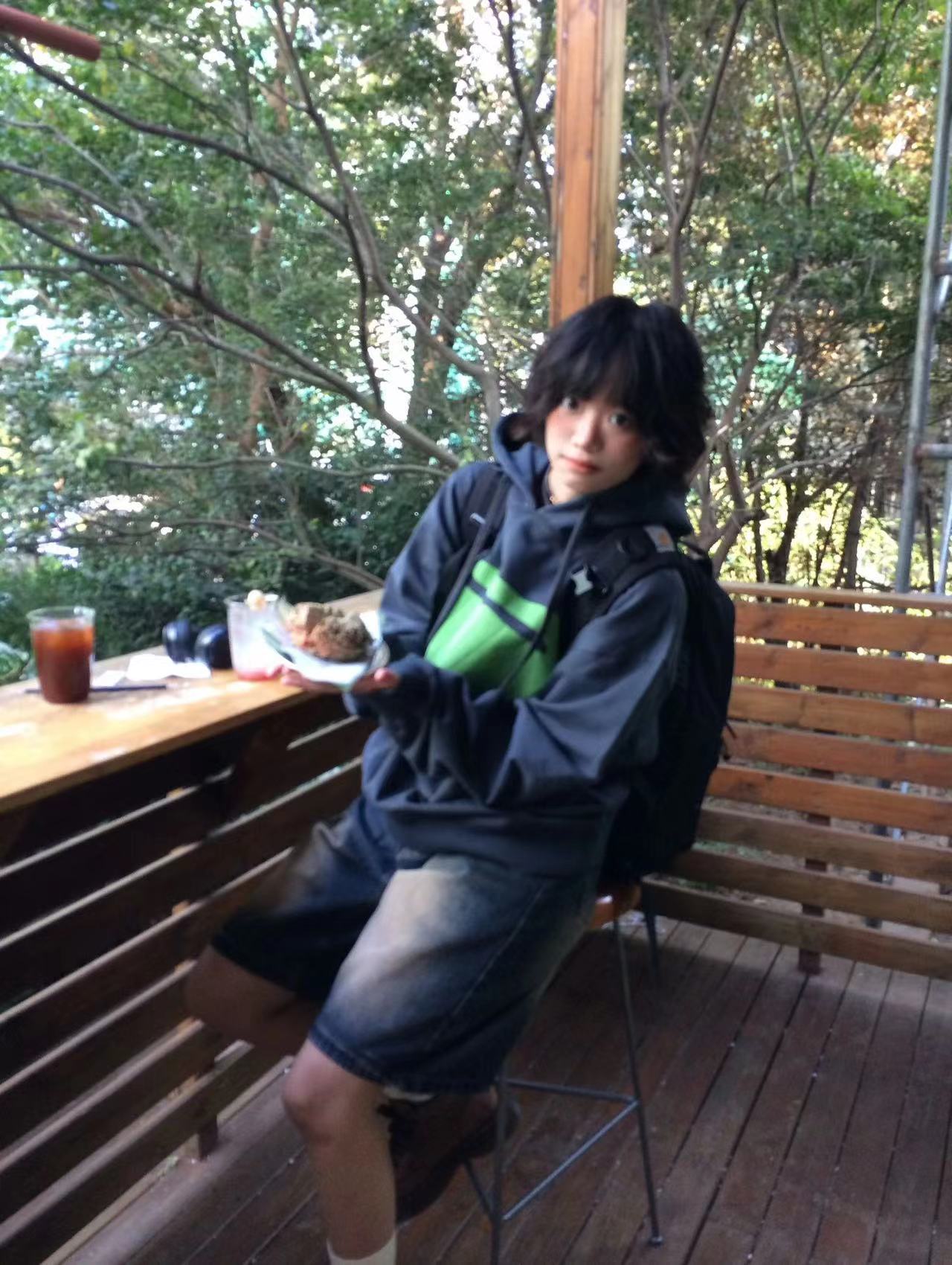美式復古高街連帽衛衣女秋季卡通插畫貓咪印花慵懶風寬鬆百搭上衣