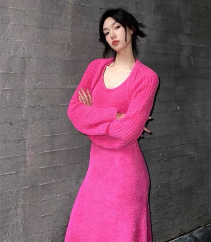 2023韩国东大门GLYP秋冬新款毛衣针织衫网红学院风两件套毛衣女