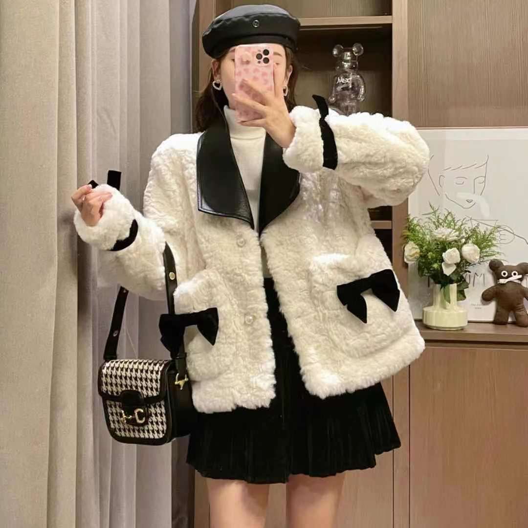 Xiaoxiangfeng imitation rabbit fur autumn and winter new lamb fur short coat with thick cotton, versatile, slimming and temperament for women