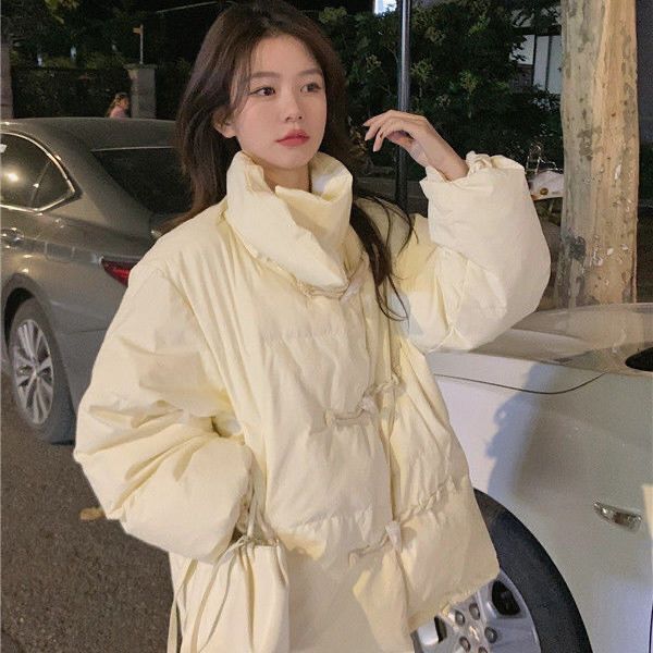 2023新款韓版時尚百搭加厚牛角扣麵包服棉服外套