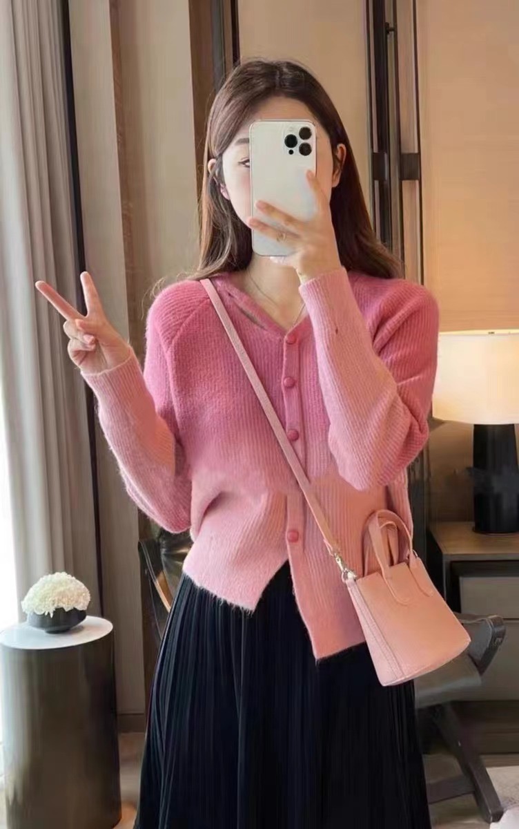 2023韓系軟糯漸變色毛衣女厚開衫針織衫洋氣百搭減齡上衣秋冬新款