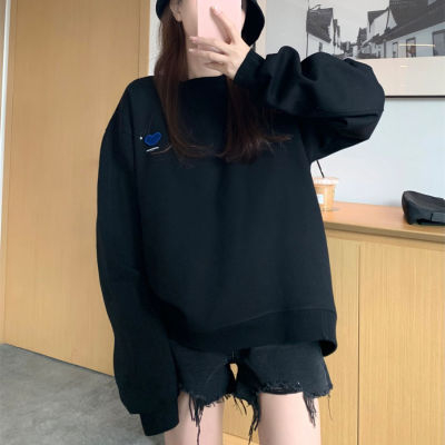 Harajuku BF thickened velvet pullover round neck sweatshirt for female students salt loose top autumn and winter coat lazy style