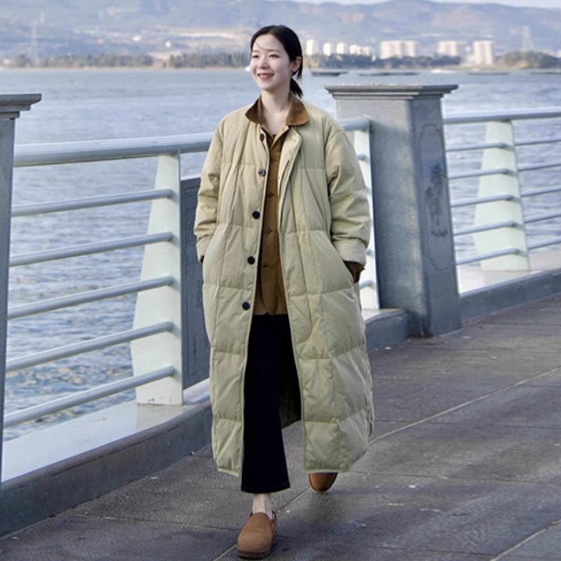 羽絨棉服 韓版慵懶風寬鬆百搭長款加厚外套