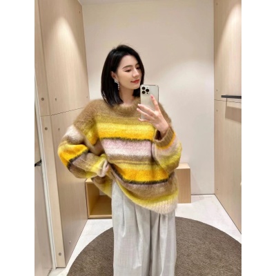 高品質甜美毛衣女秋冬季圓領馬海毛韓版寬鬆慵懶風軟糯針織衫
