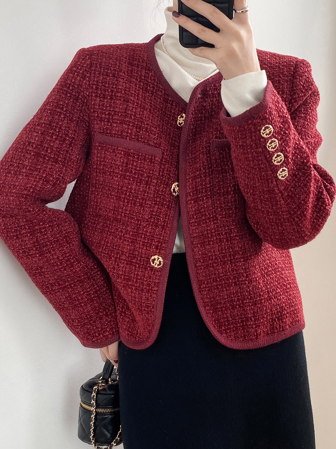 小香風外套女冬季短款法式高級感加厚羽絨毛呢大衣小個子名媛上衣