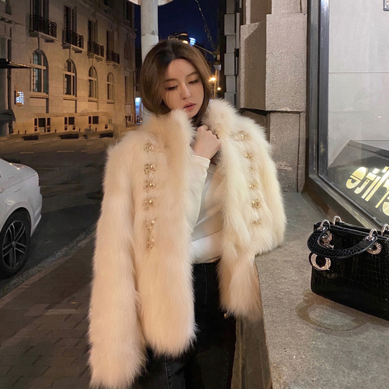 2023 winter new style imitation fox fur women's short style small fragrance young style Korean fashion fur coat