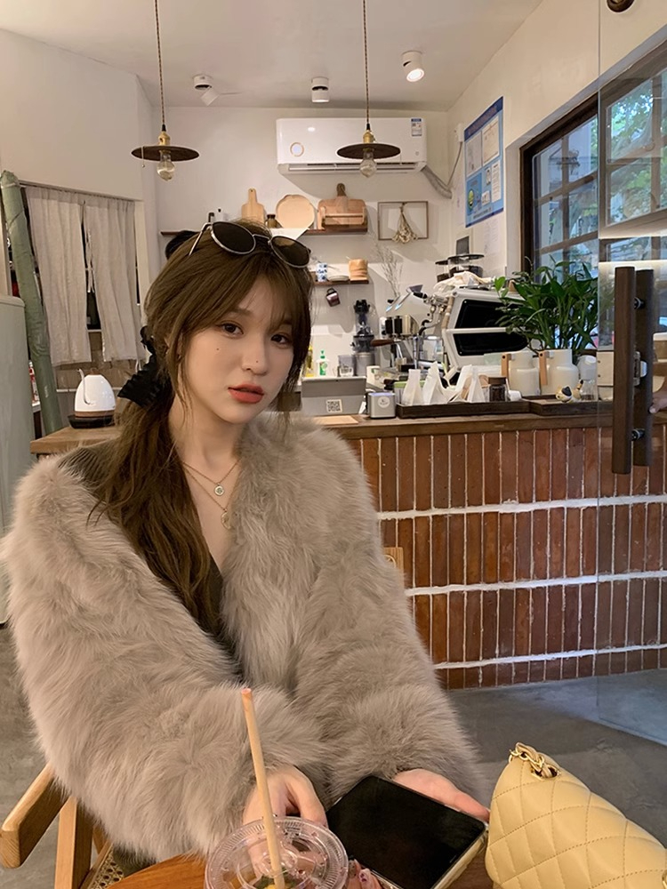 皮草外套女2023秋冬新款仿狐狸毛短款環保托卡毛毛外套氣質小香風
