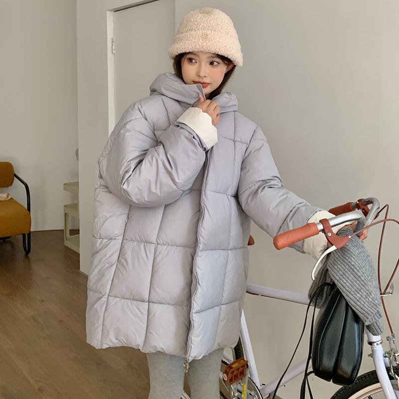 實拍冬季新款袖口拼色羽絨棉服女短款學院風韓版寬鬆休閒棉衣外套
