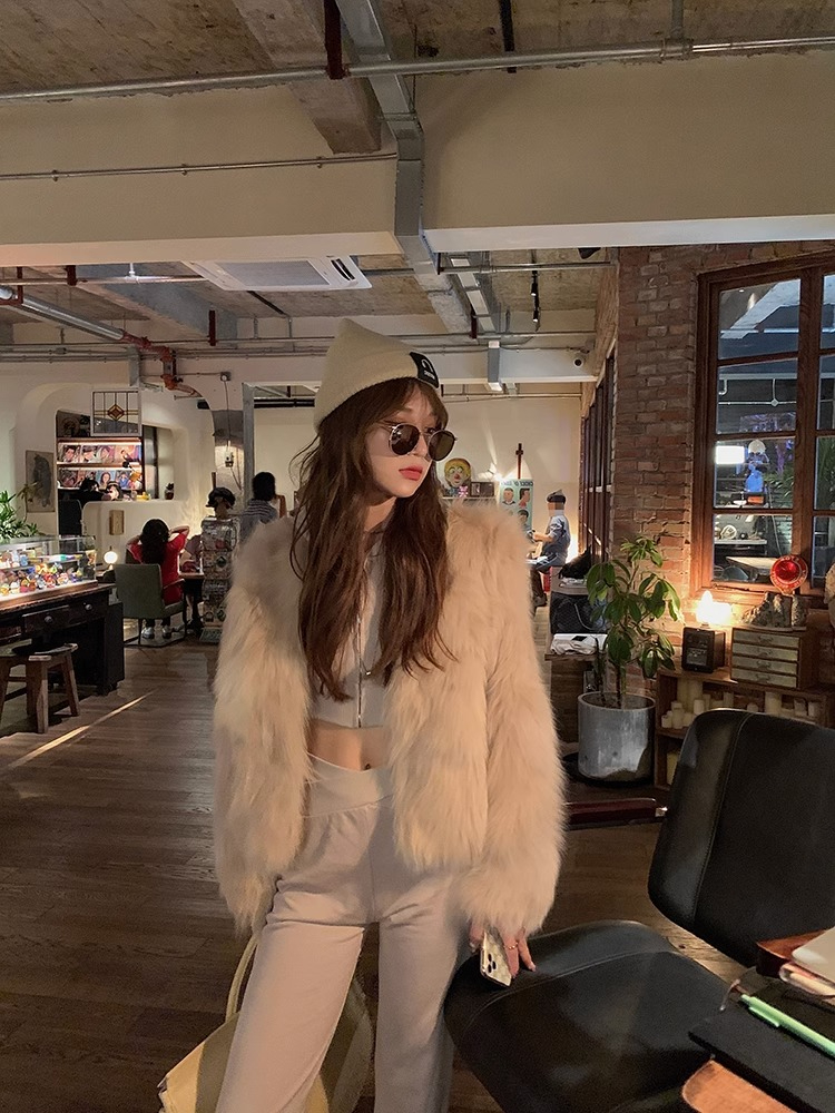 皮草外套女2023秋冬新款仿狐狸毛短款環保托卡毛毛外套氣質小香風