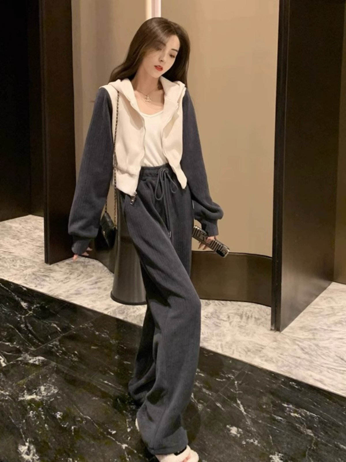 高級感衛衣運動服套裝女秋季寬鬆顯瘦時尚闊腿褲休閒兩件套
