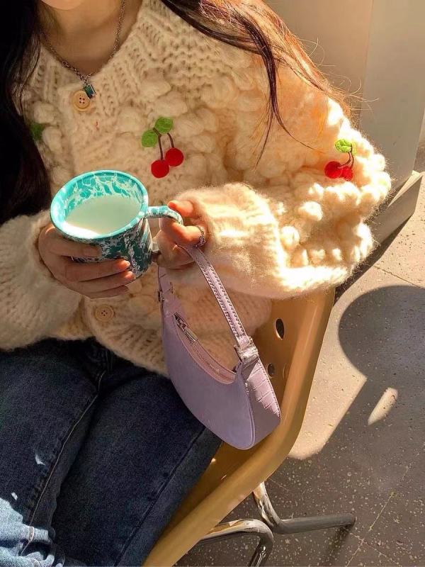 張予曦白鹿同款聖誕跨年毛衣外套女冬針織開衫櫻桃小眾設計感復古