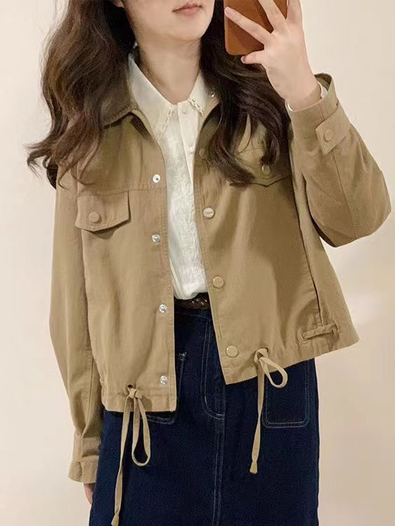 修身輕戶外外套女士2023年秋季新款寬鬆小個子休閒薄款短夾克上衣