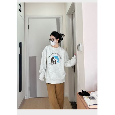 原宿BF加絨加厚套頭圓領衛衣女學生鹽系寬鬆上衣秋冬季外套慵懶風