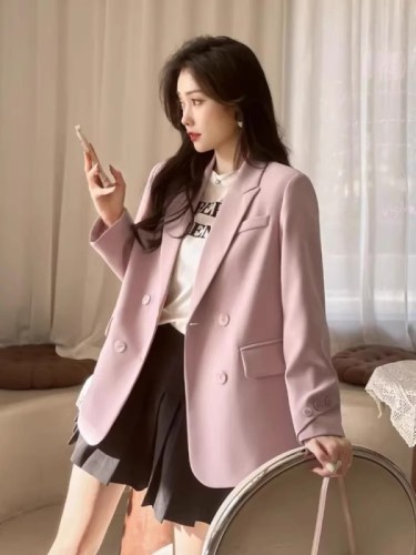 High-end small suit for women  new spring and autumn thin style casual niche design loose suit jacket