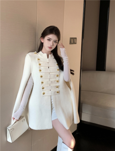 Real shot!  Knitted woolen coat women's autumn and winter cape coat rich lady style top