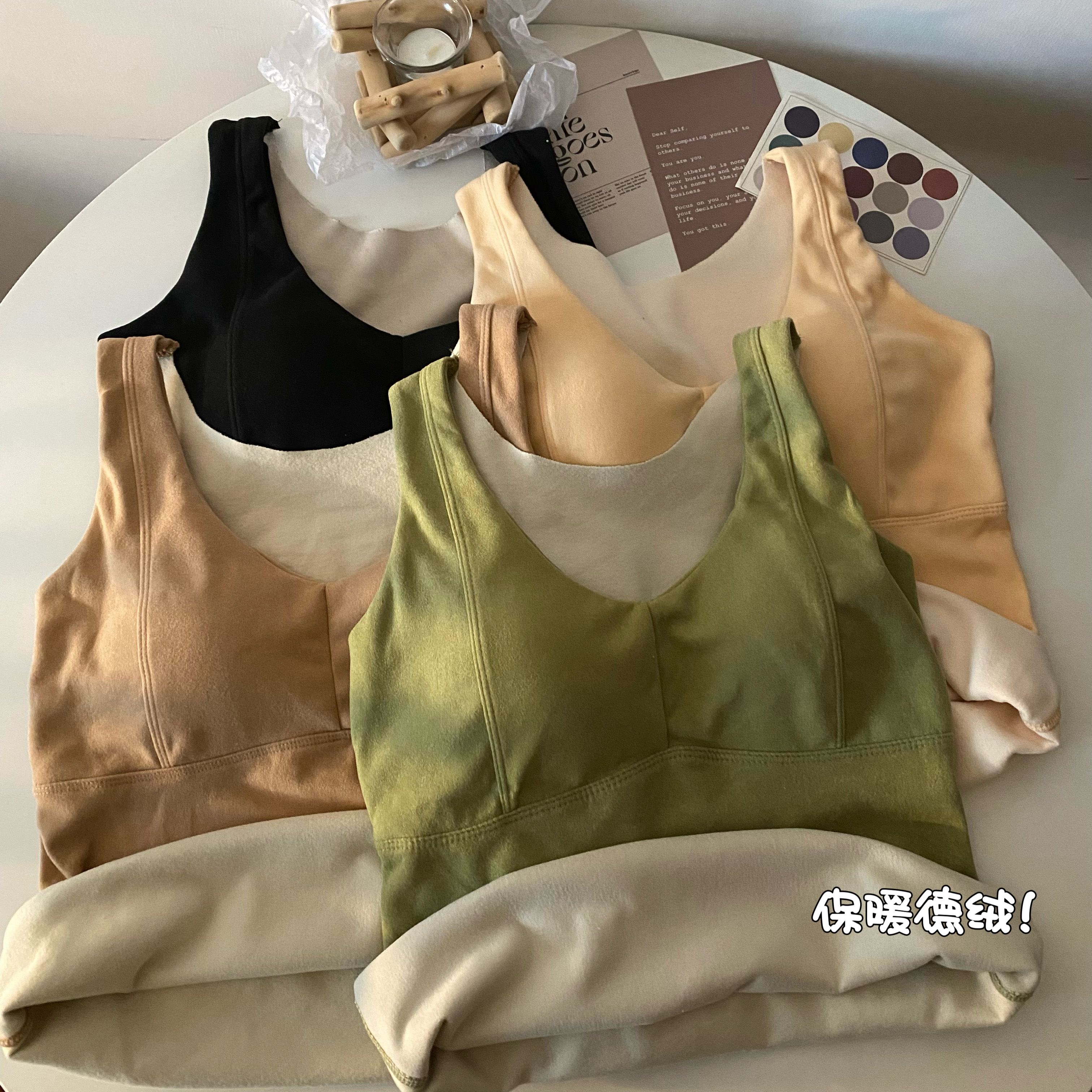 實拍秋冬德絨保暖背心女加絨自發熱性感吊帶內搭打底上衣