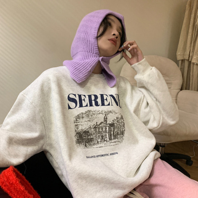 Harajuku BF thickened velvet pullover round neck sweatshirt for female students salt loose top autumn and winter coat lazy style