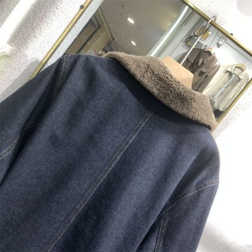 Lamb Fleece Warm Denim Jacket for Women Autumn/Winter  Fashion Casual Fleece Lined Thick Collar Top