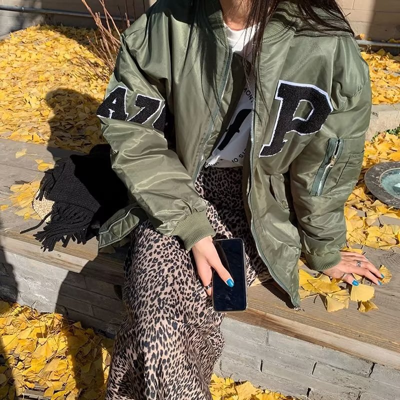 潮牌2023春秋季新款飛行員夾克外套女韓版立領棒球服寬鬆休閒服