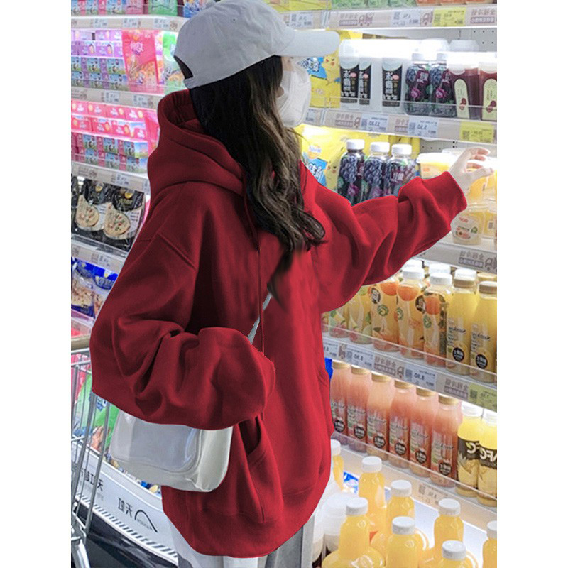 美式復古連帽衛衣女款2023春秋冬加絨加厚百搭外搭上衣ins潮長袖
