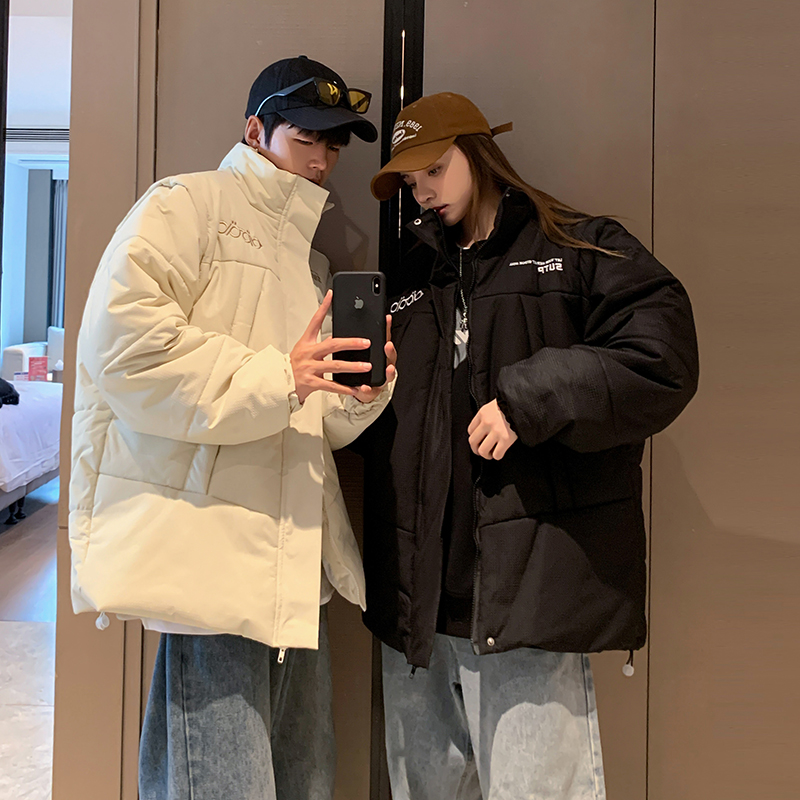 實拍oversize可拆卸棉衣棉服女2023冬季新款國潮情侶裝立領加厚