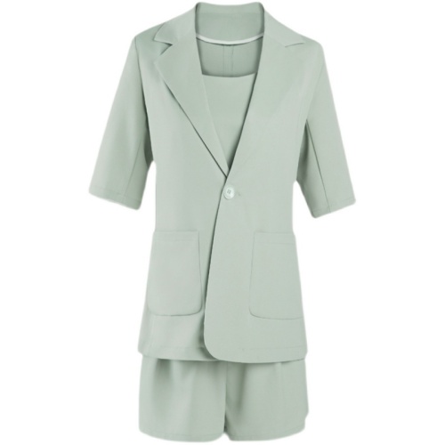 Original workmanship suit suit  plus size women's thin temperament design suspender shorts three-piece set
