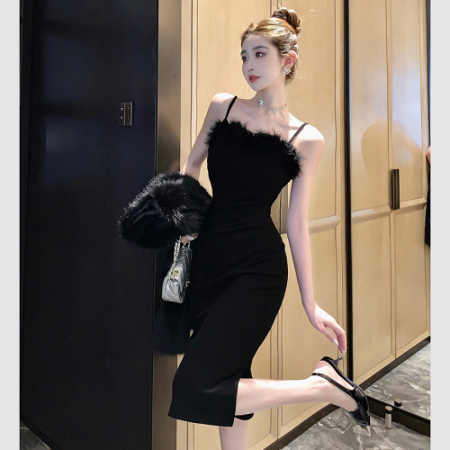 Real shot of temperament and sexy tube top dress for women, one shoulder, high-end birthday gift skirt, hip-hugging fishtail skirt