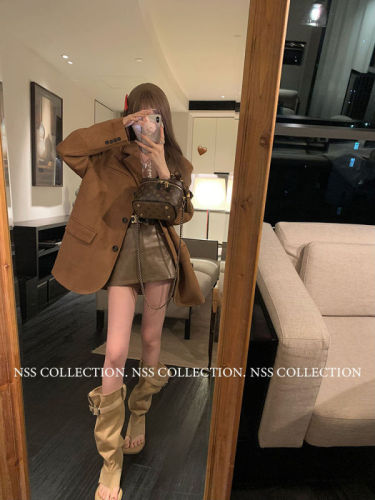 Maillard Get Textured Suit Niche Brown Retro Suit Jacket Women's  Spring and Autumn Fashion New Style