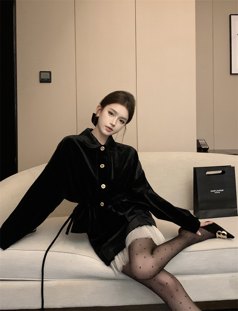 實拍 中世紀宮廷少女絲拼接短裙棉服套裝