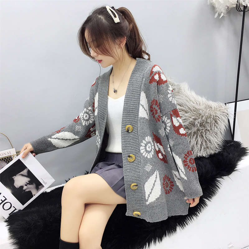 針織開衫2023秋韓版寬鬆很仙的慵懶風網紅毛衣外套女