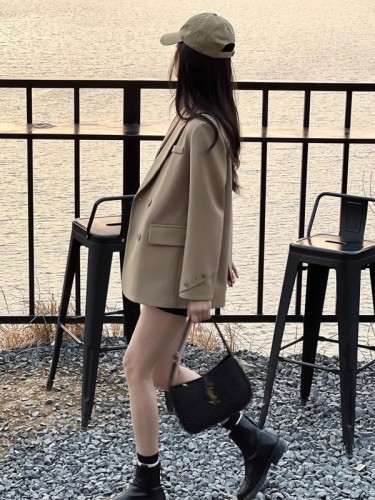 High-end small suit for women  new spring and autumn thin style casual niche design loose suit jacket