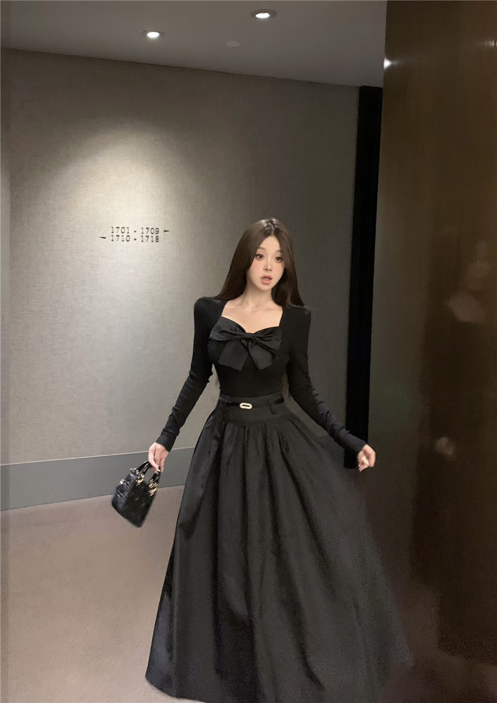 「南法少女」千金蝴蝶結套裝高級感兩件套裝裙