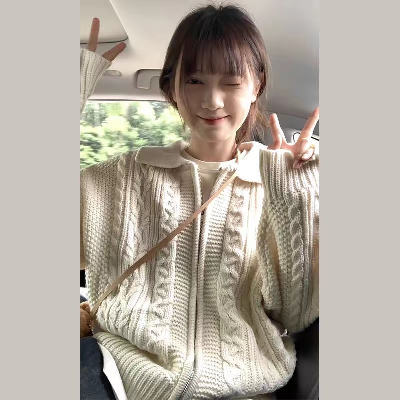 2023新款韓版時尚刺繡花朵套頭女款長袖針織寬鬆毛衣顯瘦針織衫女