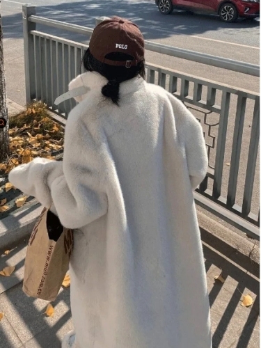Official photo of women's winter long fur coat, loose slimming fur thickened eco-friendly mink velvet fur buckle mink coat