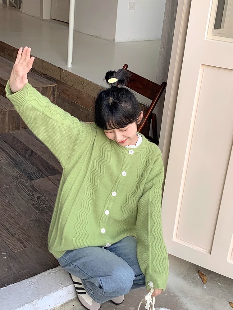 晚風針織溫柔針織開衫少女顯瘦可愛春